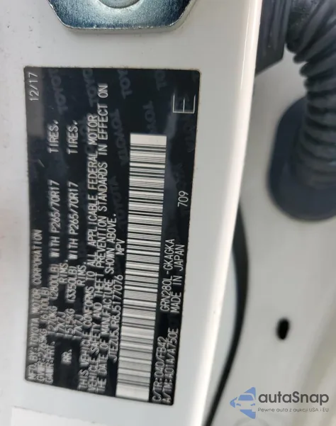 2018 Toyota 4Runner Sr5 z USA, uszkodzony, nr VIN JTEZU5JR8J5177076